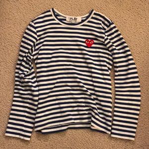 COMME DES GARÇONS PLAY stripped red heart tee